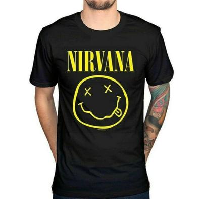 26 NIRVANA T-Shirt Smiley Face Logo Graphic T-Shirt Size Medium Unisex T-Shirt