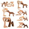 Dog Wooden Sculpture Pet Memorial Gift Dog And Man Woman Statue Home Decor Puppy Family Figurine Gifts for Dog Lovers