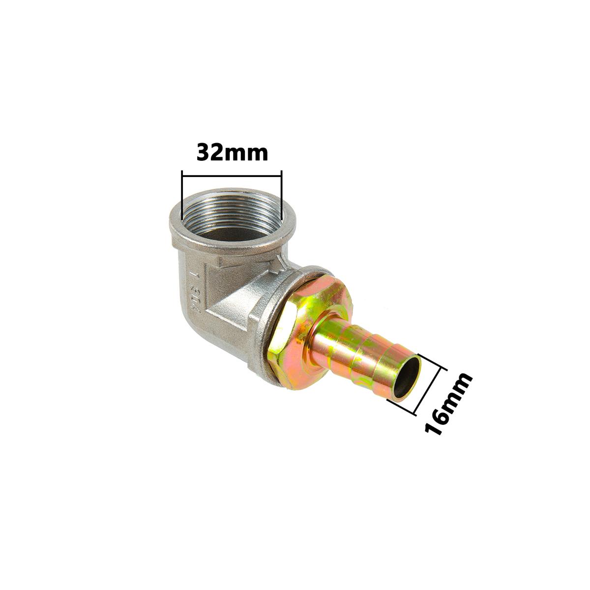 

1 (32mm) BSP Threaded to Multi-barb Reducing Metal Elbow Connectors 16/19/25/32mm Barb 90 Degree Pneumatic Pagoda Joints 1 set