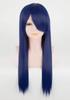 Fujitatsu Cosplay Wig, Full Wig, Long, Straight, Blue Hair, Natural, Smooth, Heat-Resistant, Semi-Long, with Net, LML60-T2511