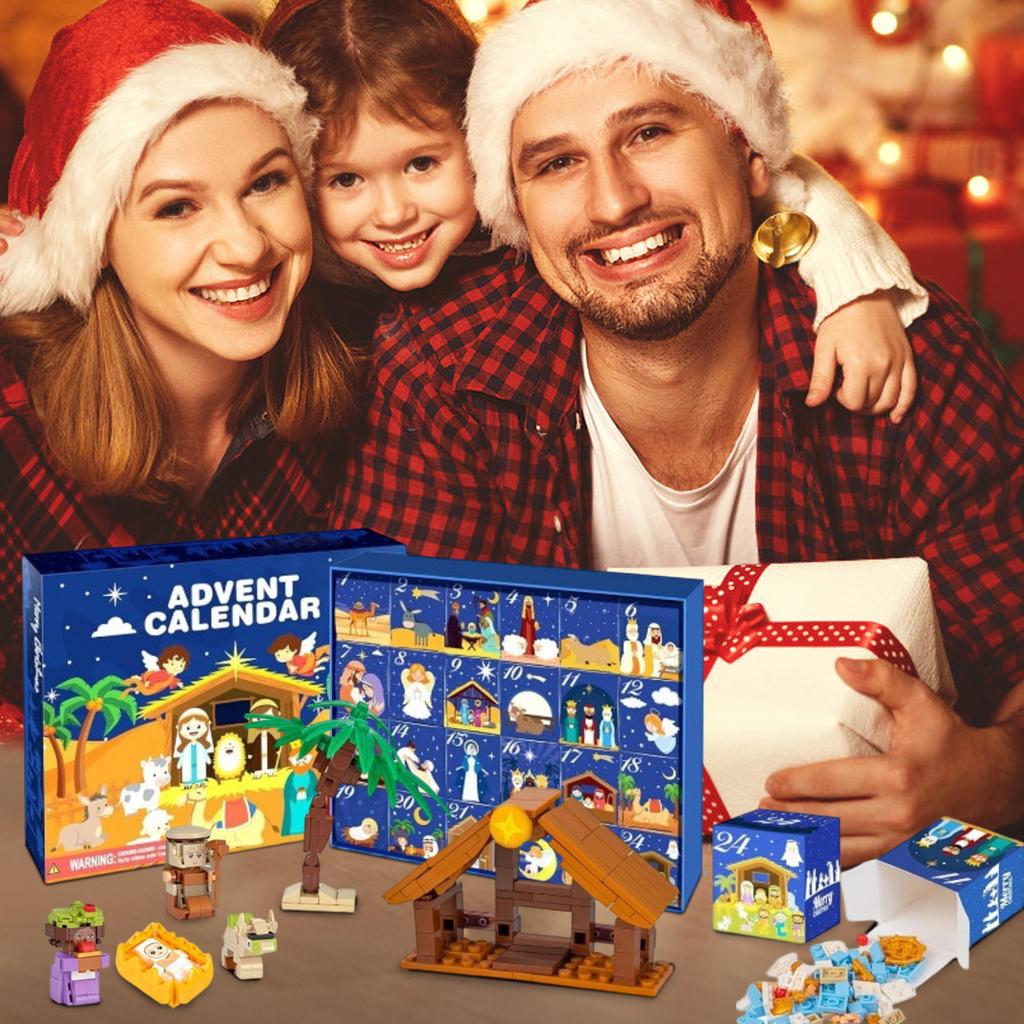 New Year Advent Calendar - Christmas Countdown Calendar With 24 Building Block Toys