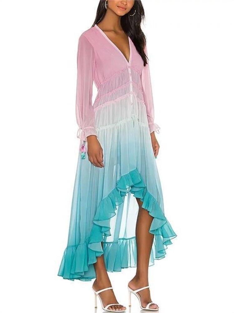 Summer Elegant Bodycon Maxi Dress Y2k Printed Boho Party Club Dresses Sexy Women Robe Femme