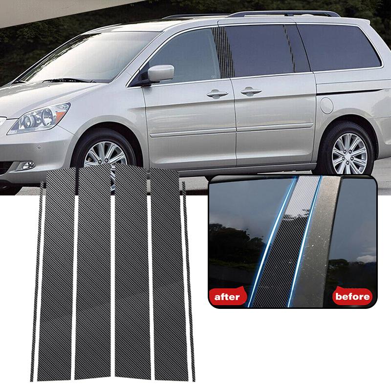 6ks Sloupky do auta pro Honda Odyssey 2005 2006 2007 2008-2010 Lesklé černé Nálepky na lemování oken dveří Dekorativní doplňky