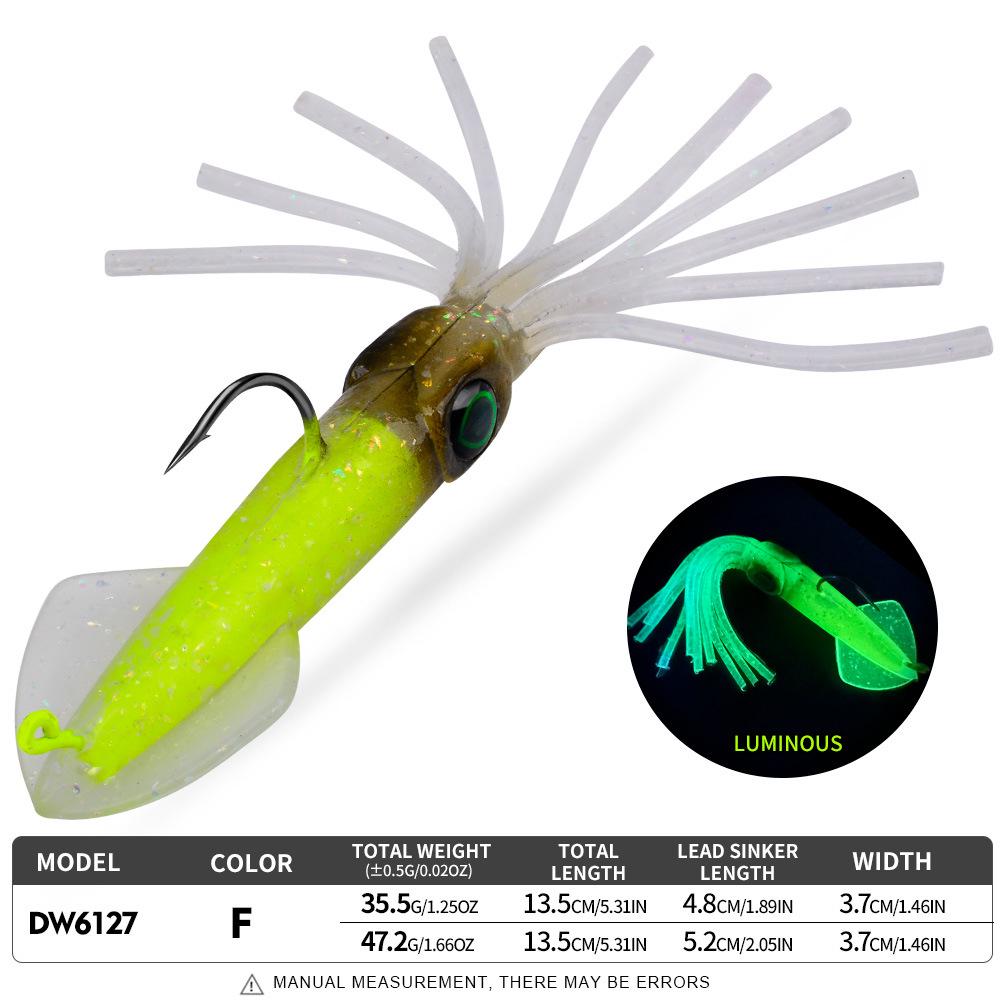 13cm Luminous UV Squid Lure with Lead Head & Hook - Soft Bionic Octopus/Cuttlefish Bait