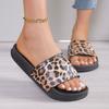 Leopard Print Slippers Women's 2025 Summer New Korean Version Outer Wear One-word Sandals Lazy Slippers Flat-bottomed Versatile Beach Slippers