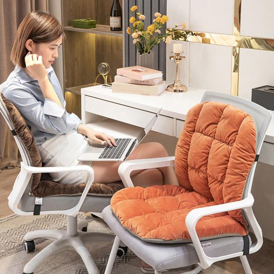 Winter Desk Chair Cushion with Back Support And Removable Washable Cover Thickened Telescopic Straps for Anti-Slip Office