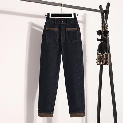 DIMANAF 2025 Damen Übergröße Frühling Jeans Lange Hosen Elastische Basic Hosen Schlanke Denim Damen Blaue Hosen Hosen 5XL