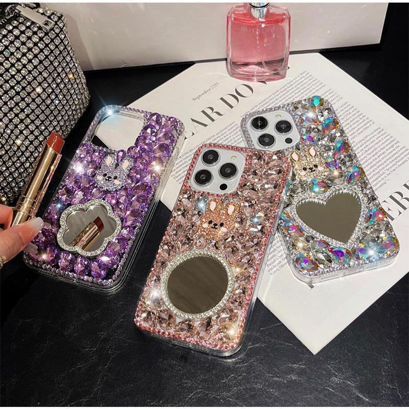 Applicable to iPhone16/15/14ProMax anti-drop fashion high-end luxury rhinestone mirror iPhone case