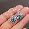 Swiss Blue Topaz Gemstone 925 Sterling Silver Jewelry Drop/Dangle Earrings 1.38" CE-3-5