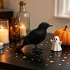 Scary Outdoor Yard Decor Realistic Black Crow Halloween Decor, Lifelike Feathered Raven Figurine Prop Creepy Home Items for Haunted House, Artificial