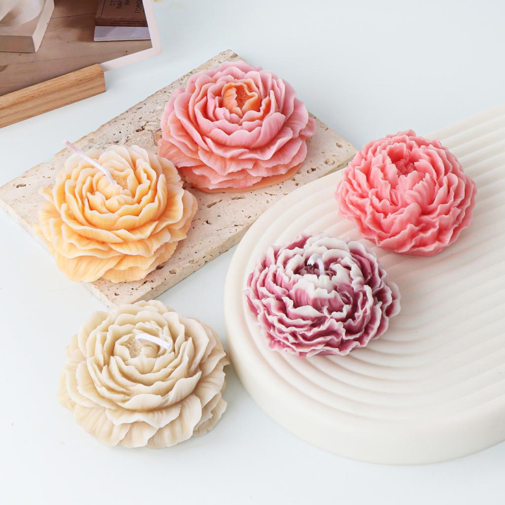 Peony Flower Silicone Soap Molds 3D Resin Candle Molds Flower Fondant Silicone Mold for Handmade Cake Decoration Cupcake Jelly C