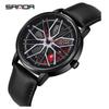 Sanda Men's Creative Wheel Quartz Watch - Trendy Rotating Waterproof Wristwatch