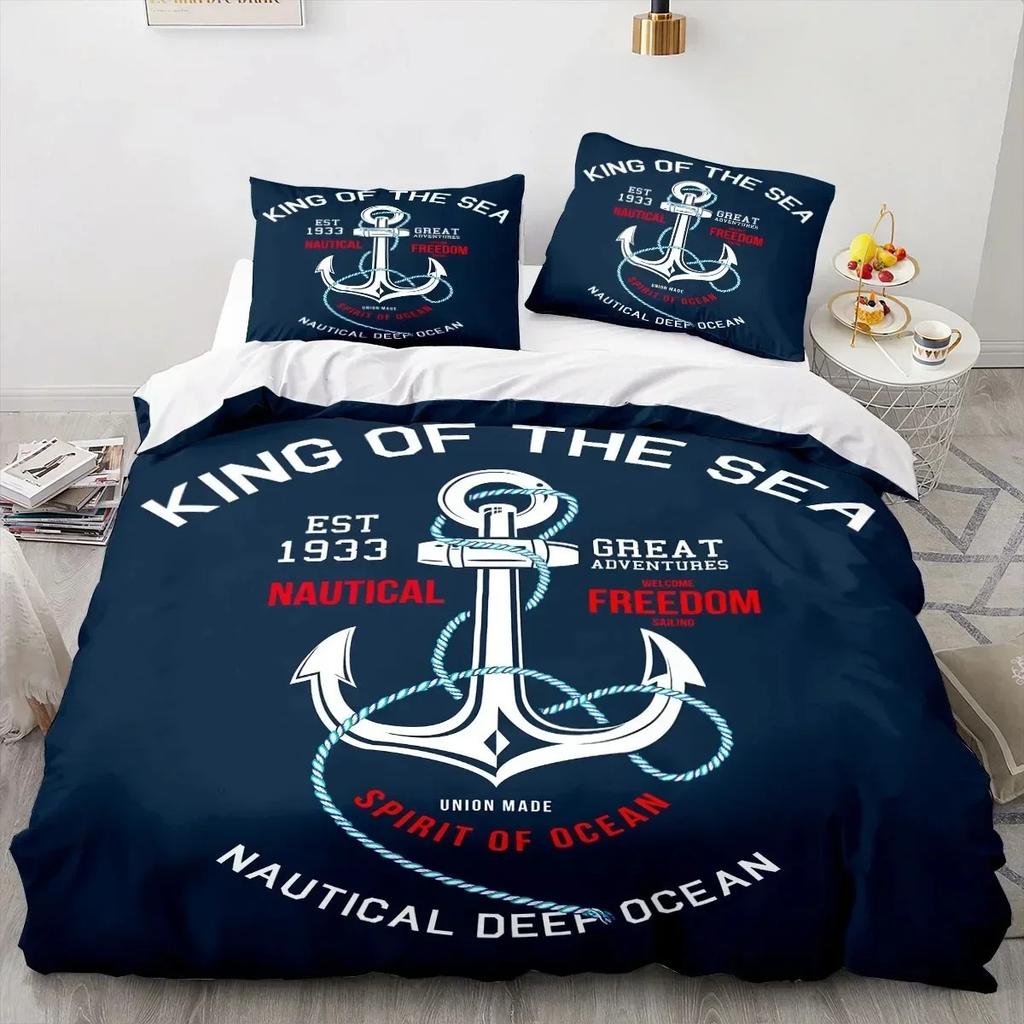 3D Print New Nautical Ocean Anchor Bedding Sets Ocean Spirit Duvet Cover King Queen Single Size Bed Linen Teens Boys Gift