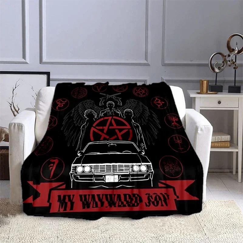 Movie Supernatural – Evil Power bedruckte Decke, modische warme Flanschdecke, Picknickdecke, Bettdecke, Geburtstagsgeschenk