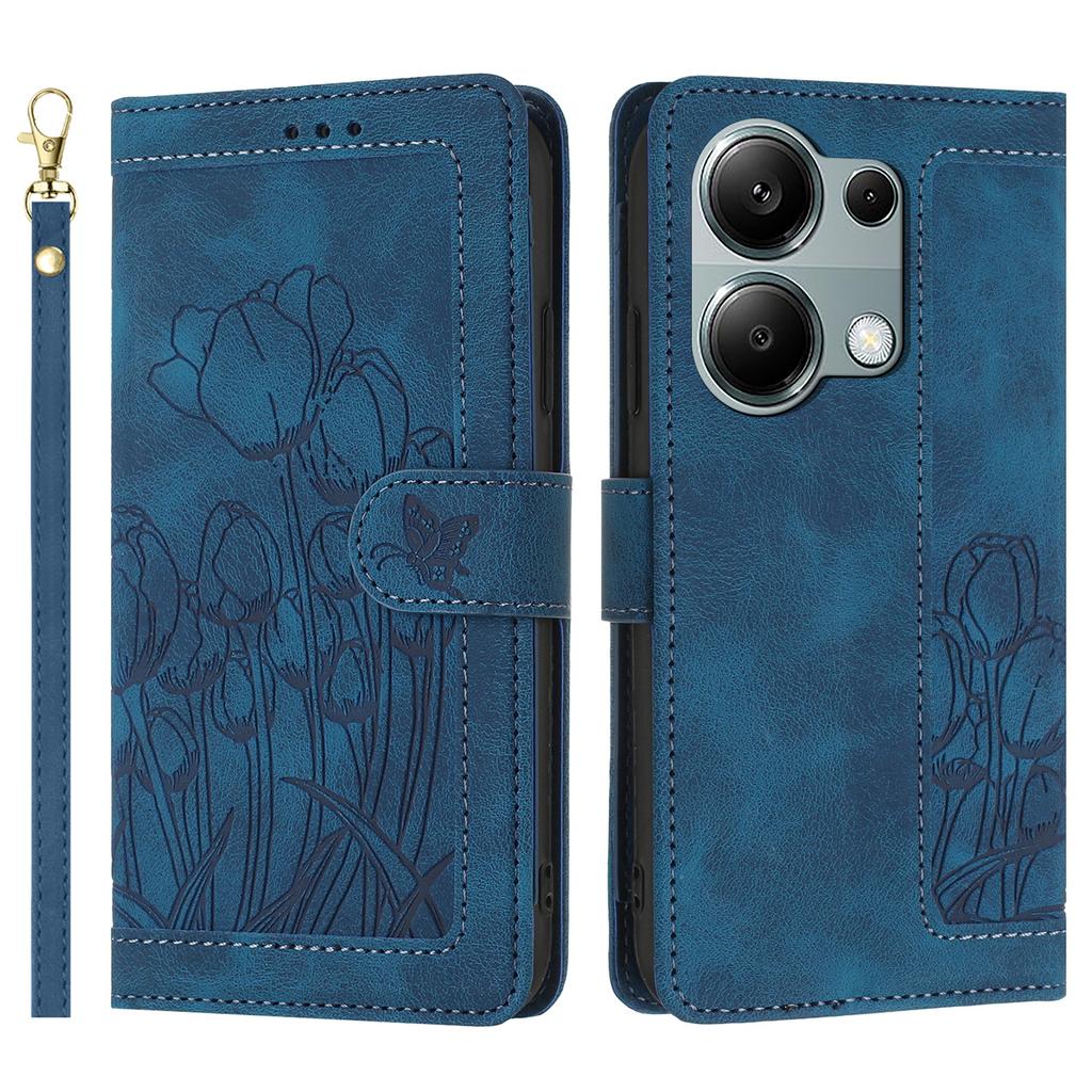For Xiaomi Poco M6 Pro 4G/Redmi Note 13 Pro 4G Case Tulip Leather Phone Cover with 5 Card Slots Wallet