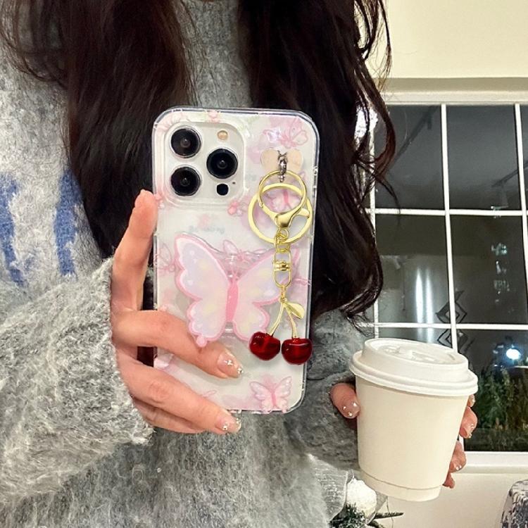 Unisex Cherry Keychain Adornment Trendy Alloy Cherry Key Rings Portable Keychain Pendant Charm for Bags Purses