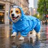 Waterproof Four-Legged Dog Raincoat with Hood Adjustable Closure Lightweight Pet Rain Jacket for Outdoor Protection