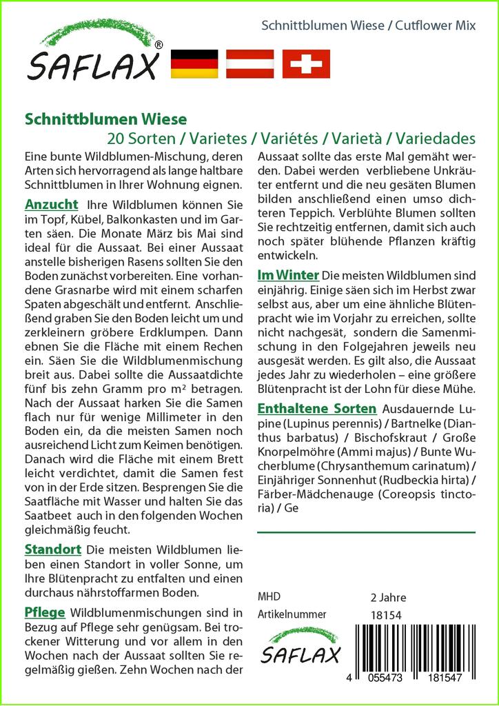 SAFLAX Cutflower Mix - 1000 Seeds - 20 Wildflower Mix