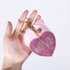 Decoration Girls Ornaments Rhinestone Heart Bag Pendant Rhinestone Keyrings Pompom Keychains