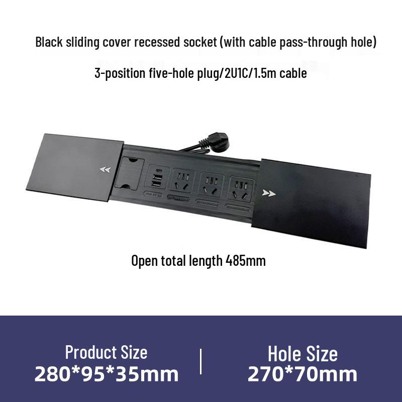 Office Desktop Sliding Cover USB Network Socket Power Strip
