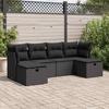 Vidaxl 6-Cz. Set di Mobili da Giardino con Cuscini, Polyrattan Nero