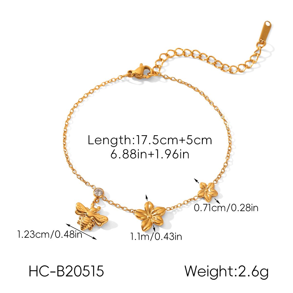 Stainless steel earrings, niche high-end flower bee necklace, fashionable versatile titanium steel bracelet