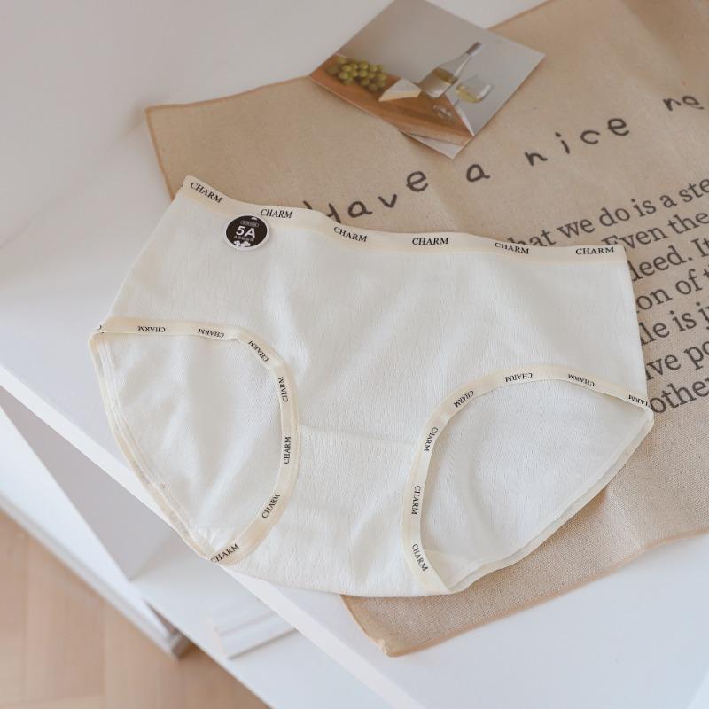 Large Size Baby Cotton Antibacterial Simple Tone Pure Cotton Women's Underwear Mid Waist Triangle Panties