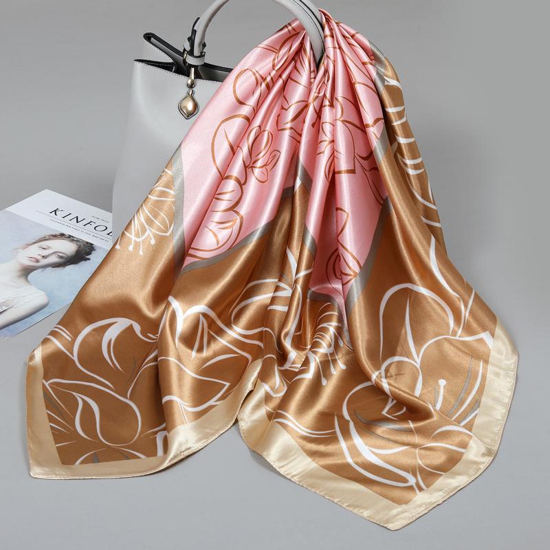 Foulard quadrato in seta stile influencer: Sciarpa da collo da donna alla moda, Sciarpa, Protezione solare, Garza stampata, Accessorio per abbigliamento professionale