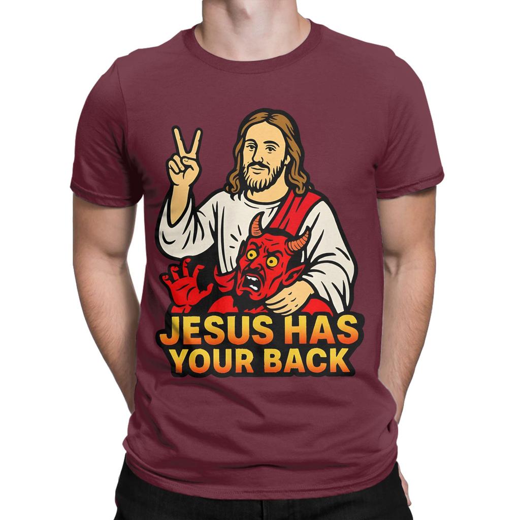 Oversized T Shirt Beach Jesus Has Your Back Meme Jesus Christ Bible Quote Hipster T Shirts 100 Cotton Tshirt Tees