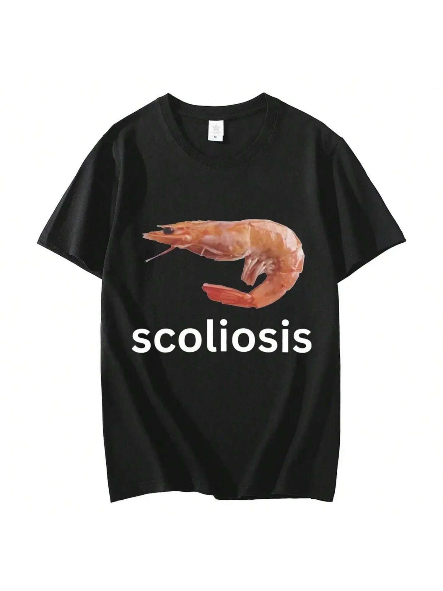 Scoliosis Funny Shrimp Meme T-Shirt Unisex Fashion Casual T-Shirts Streetwear T Shirts Summer Short Sleeve T Shirts S разноцветный