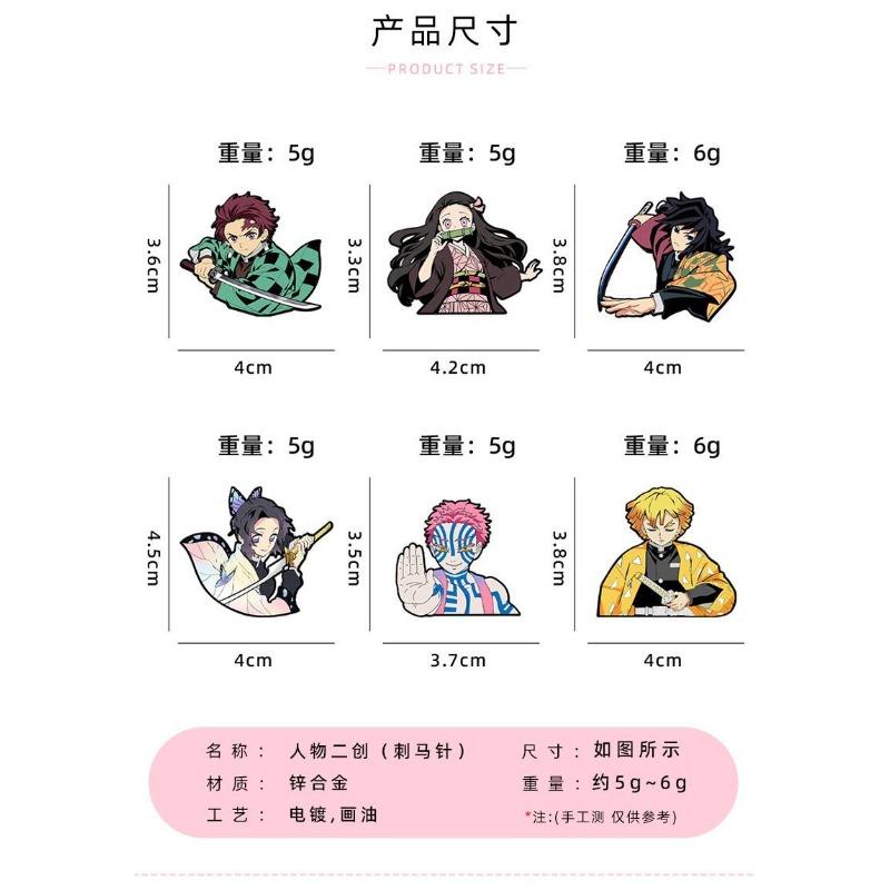 Anime Demon Slayer Round Badge Brooch Tomioka Giyuu Tanjiro Cartoon Backpack Ornament Collectible Souvenir Gift