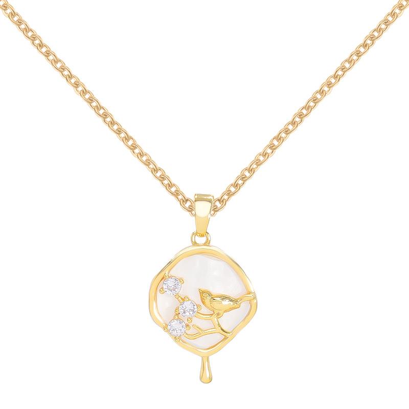 Design Fan Necklace Women'S Light Luxury Simple Versatile Trend Zircon Clavicle Chain