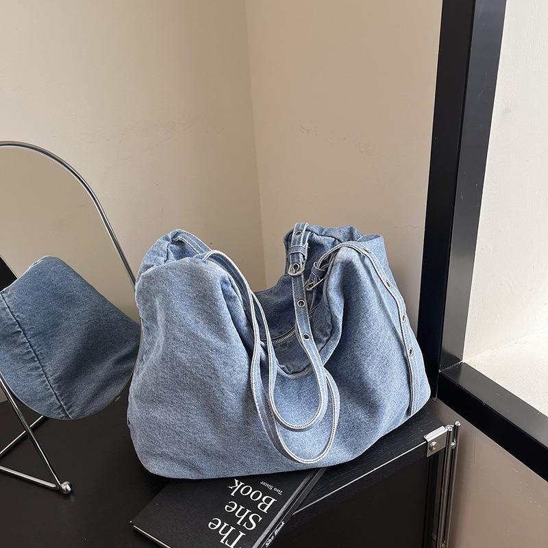 

New versatile canvas bag spring and summer tote fashion large capacity shoulder messenger bag women світло-синій колір