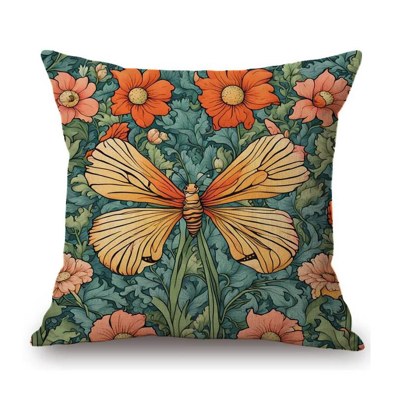 Classic Morris Flower Style Animals Deer Bird Horse Butterfly Night Owl Home Decorative Pillow Case Linen Sofa Cushion Cover