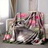 1Pc Rabbit Flowers Flannel Blanket, Soft And Comfortable, Casual Warm, Camping Travel, Christmas, Halloween Xmas Gift. G130