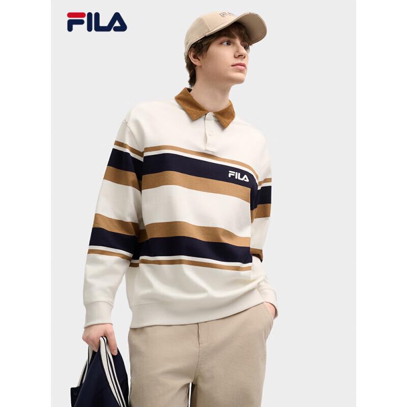 FILA Men s 2025 Spring Colorblock Knitted Long Sleeve Polo Shirt XL