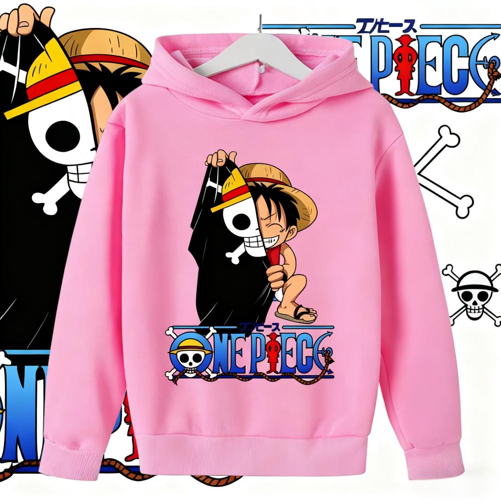 2026 Новые Аниме Худи One Piece Детская Мода Пуловер Luffy Модное Худи Толстовки Детская Хип-Хоп Куртка Одежда для Мальчиков 110