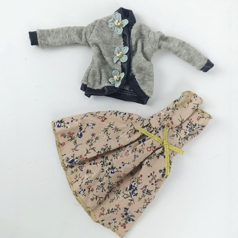 Elegant Coat & Countryside Floral Dress For Barbie Doll Outfits Handmade Clothes Set for 1/6 Doll Accessories Kids Toy