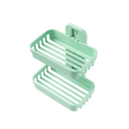 Boîte à Savon Murale Double Couche Sans Poinçon Drain Creux Rectangle Garder Le Savon Au Sec Douche Porte-Savon Conteneur Économiseur Fournitures De Salle De Bain