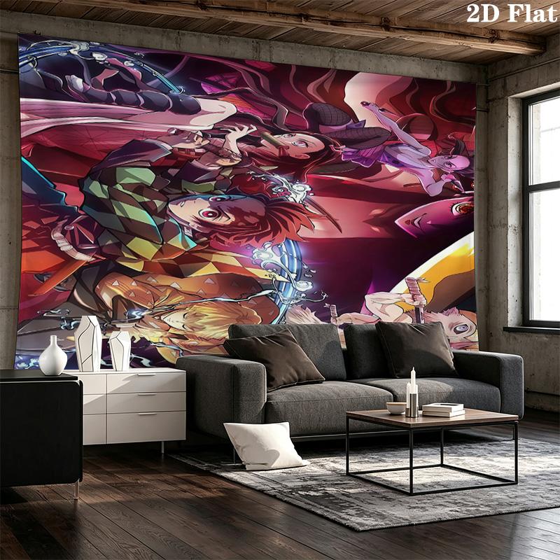 Demon Slayer Wall Tapestry Aesthetic Wall Hanging Printed Fabric Blanket Decorative Tapestries For Bedroom Living Room Home Decor