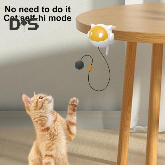 An der Tür hängendes, flauschiges Katzenballspielzeug, elektronischer, selbstspielender Haustierball, automatisch anhebender Fellball, Schnurspielzeug, interaktives Katzenspielzeug für Hauskatzen