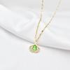 Small Apricot Leaf Necklace Women'S Micro-Inlaid Zircon Opal Pendant Titanium Steel Clavicle Chain High-End Simplicity