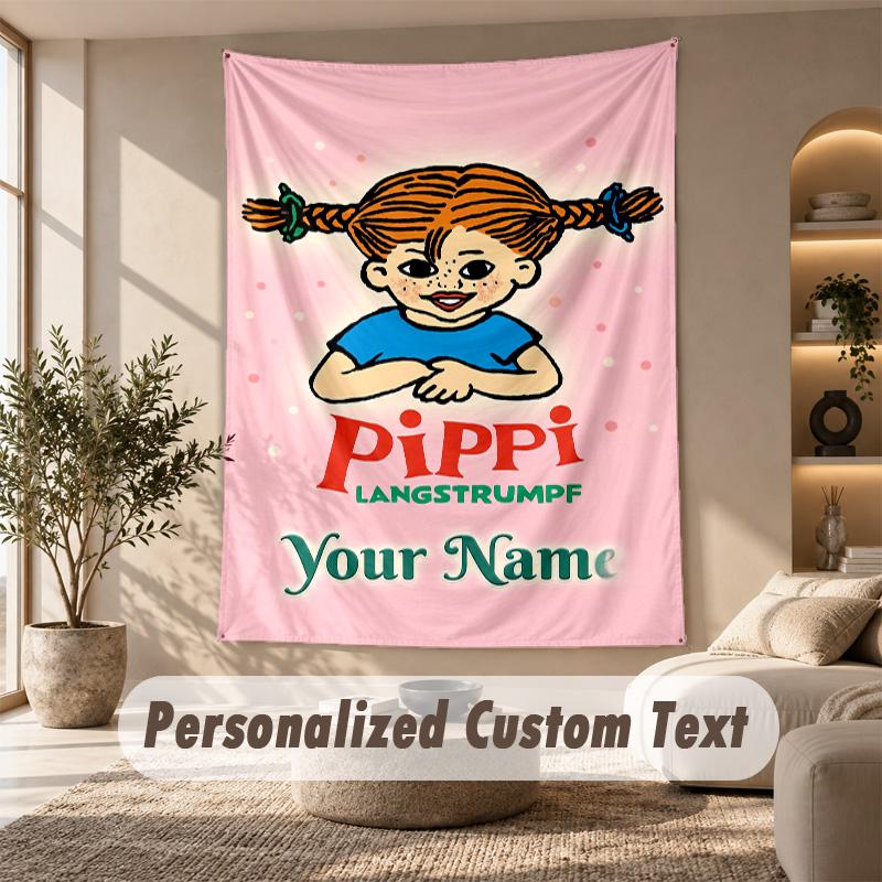 Tapestry Custom Name Text, Wall Hanging Tapestry Home Room DecorPippi Longstocking