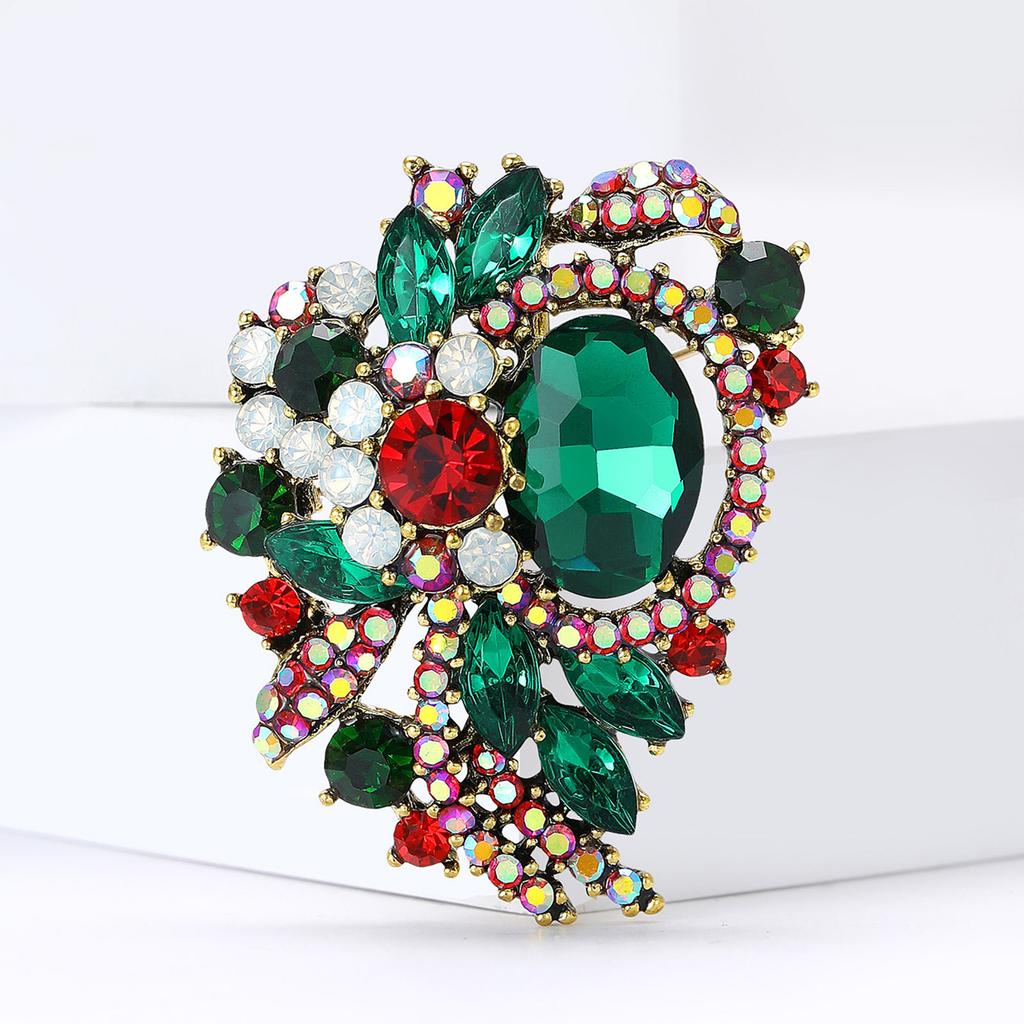 Crystal Flower Badges Brooch for Women Girls Vintage Accessories