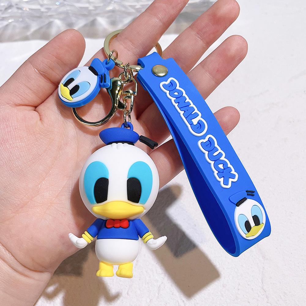 Creativity Cartoon Anime Keychain Stitch Donald Duck Minnie Mickey Pooh Bear Car Pendant Children Backpack Decoration Gift
