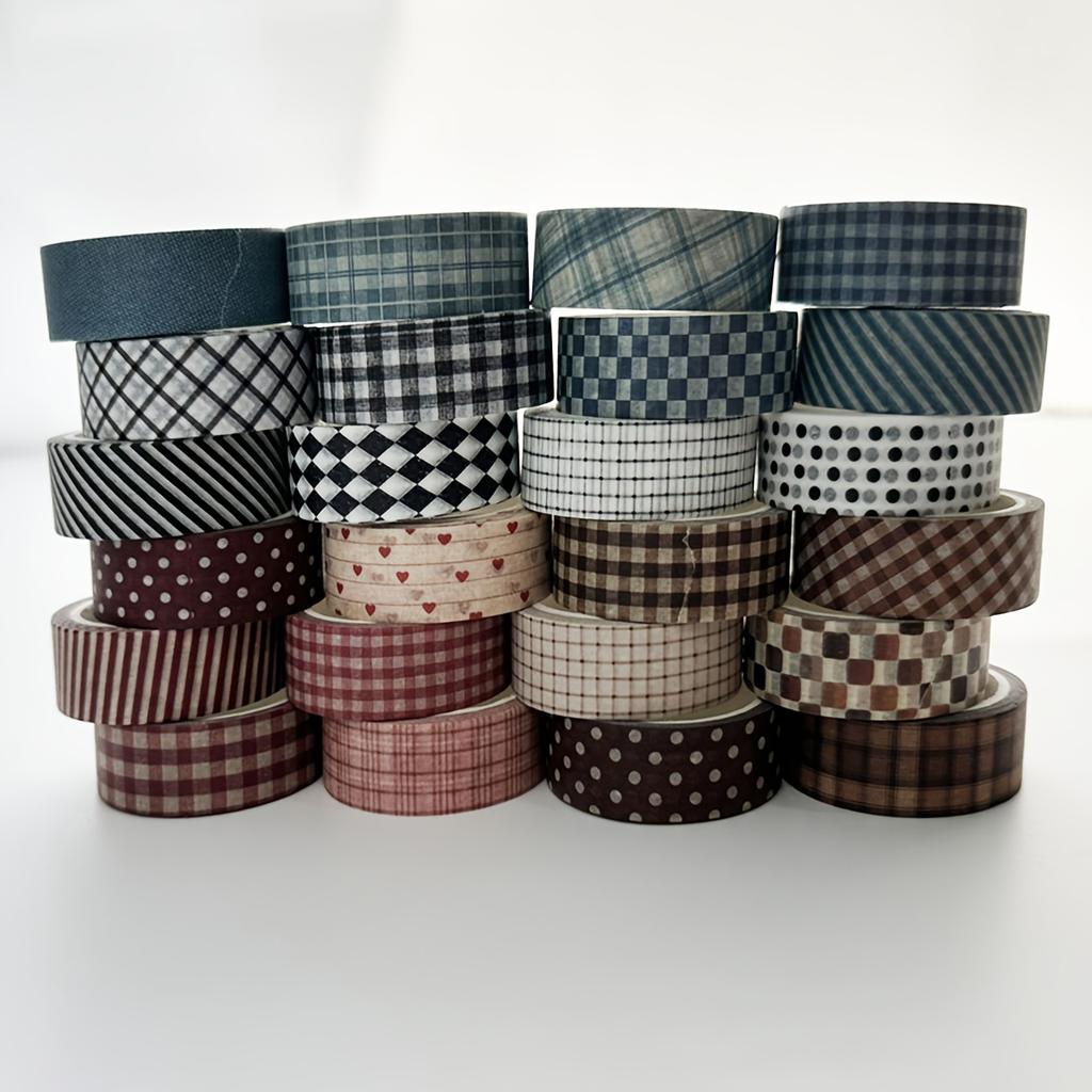 Washi Tape Set, 6 Rolls, Assorted Sizes, Washi Tape for Scrapbooking, Arts, Crafts, Journals and Planners, Checked Design