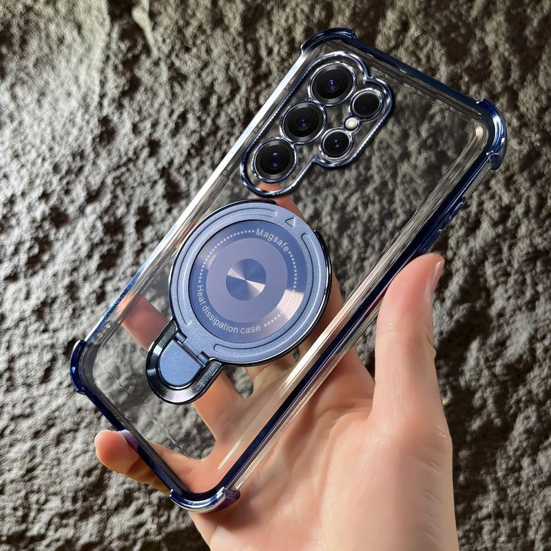 for Samsung Galaxy S26 Ultra s26 Plus Transparent Electroplated Magnetic Wireless Charging Cover Galaxy s26+ Shockproof Funda Galaxy S26 Ultra