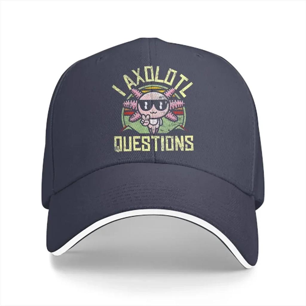 Washed Unisexs Baseball Cap I Axolotl Questions Vintage Axolotl Lovers Trucker Snapback Caps Dad Hat Axolotl Lover Golf Hats