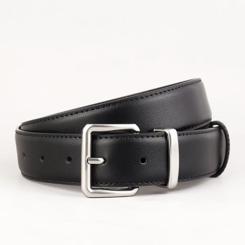Premium Leather Womens Belt With Simple Pin Buckle For Jeans And Casual Looks чёрный