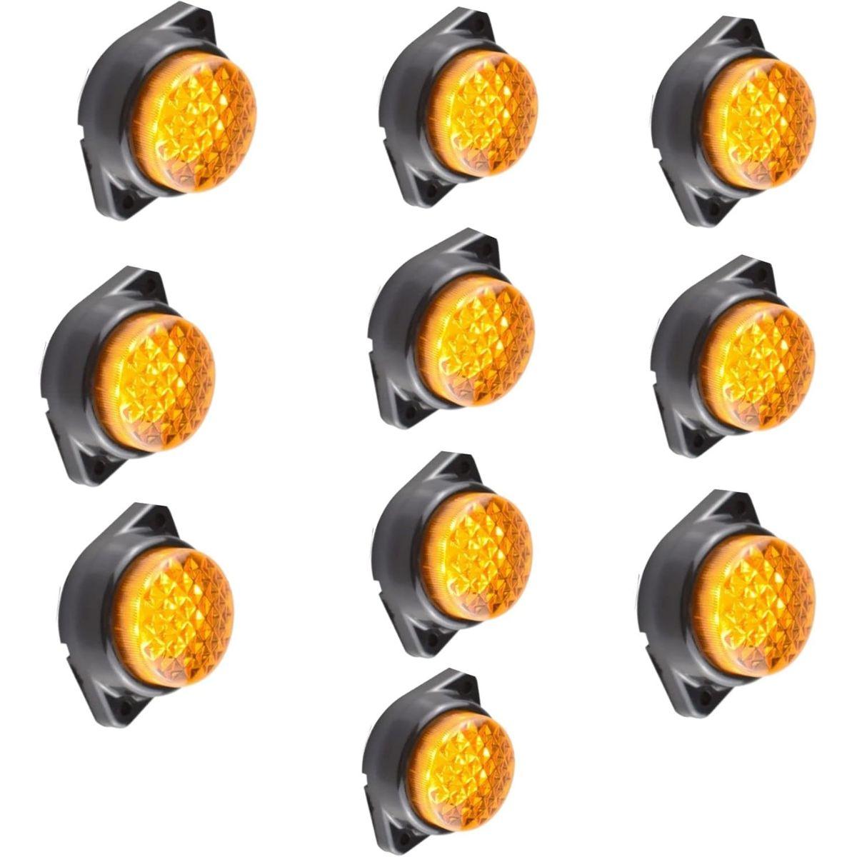 

APSMOTIV 10PCS LED Marker Lights Trailer 12V Trailer Amber Lights with Chrome Bezel Universial for Auto Bus Truck Lorry Trailer Deck Courtesy бурштин